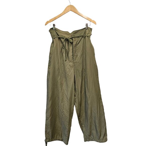 Anthropologie TINY Pants Green Paperbag Tie Waist Button LARGE - Picture 3 of 5